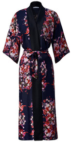 Ritza's Ranunculus Black Silk Kimono Robe