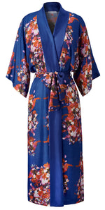 Ritza's Ranunculus Blue Silk Kimono Robe
