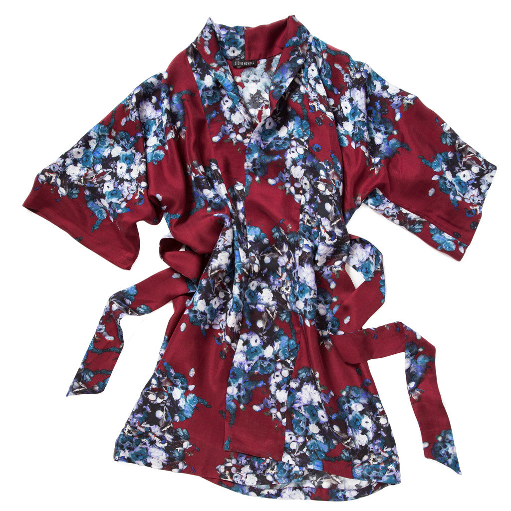 Burgundy clearance silk robe