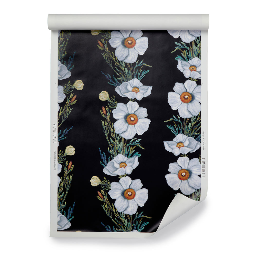 Ojai Matilija Black Wallpaper