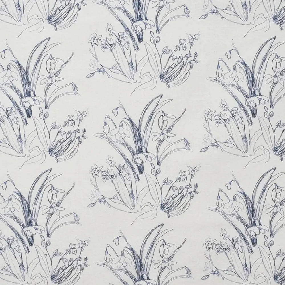 Blueprint Flower Cobalt Wallpaper