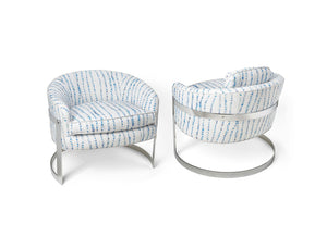 Blanket Blue Print Club Chairs