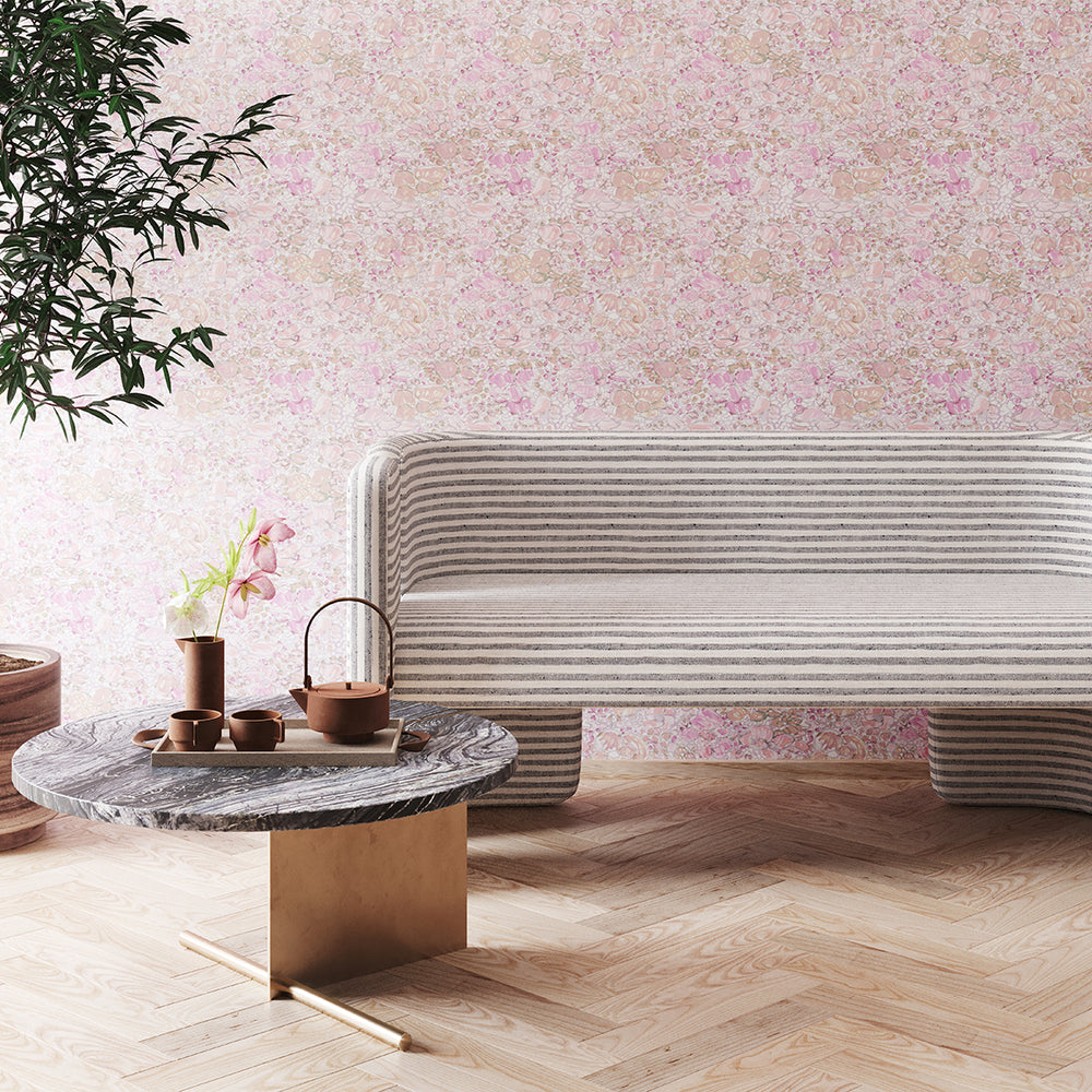 Tea Time Dusty Pink Wallpaper