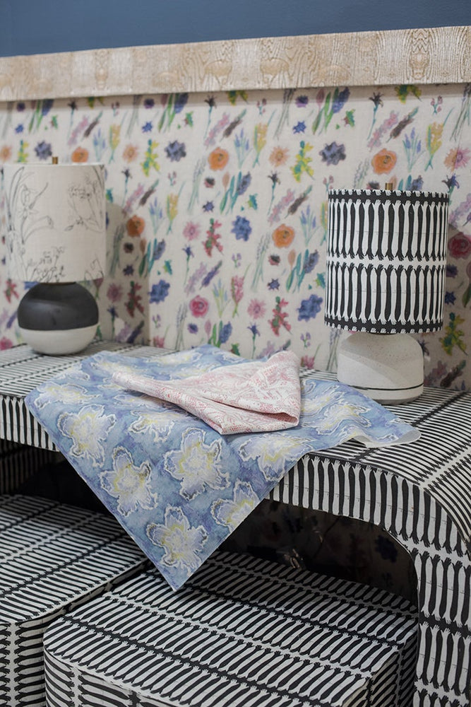 Blueprint Flower on Custom Lampshade