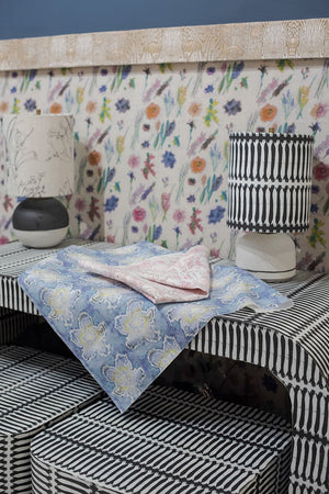 Blueprint Flower on Custom Lampshade