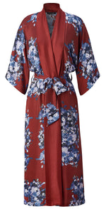 Ritza's Ranunculus Burgundy Silk Kimono Robe