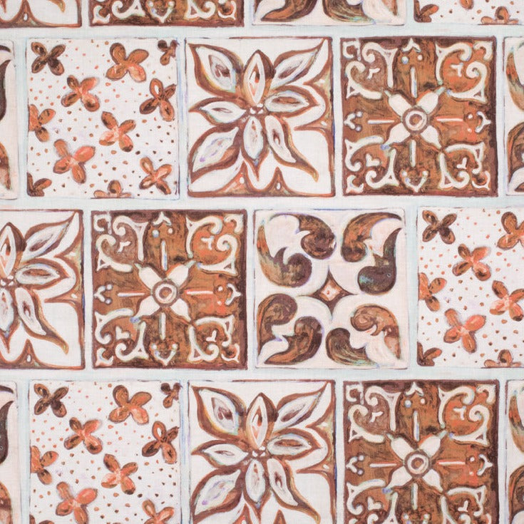 Tunisian Tile Burnt Orange Fabric